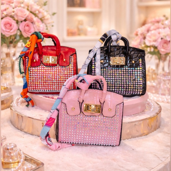 Handbags - Glamorous Rhinestone Mini Handbag Bag Charms- Red, Pink, Black ❤️🩷🖤